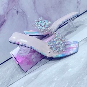 Chic Multicolor Crystal Embellished Heels